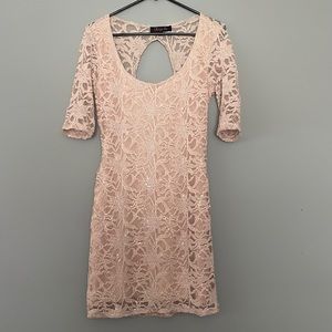 Lace Dress with open back 3/4 sleeves size medium​